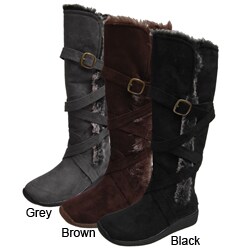 Adi Designs Women's Faux Fur Microsuede Boots