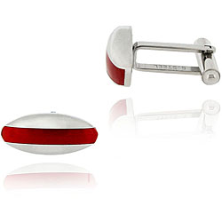 Stainless Steel Red Oval Cuff Links