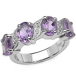 Sterling Silver Genuine Amethyst Ring (Size 7)