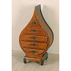 Carved Wood 5-drawer Teardrop-shaped Chest