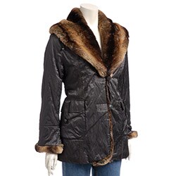 Lost Women's Polyfilled Faux Fur Trim Jacket