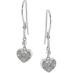 10k White Gold Diamond Heart Earrings