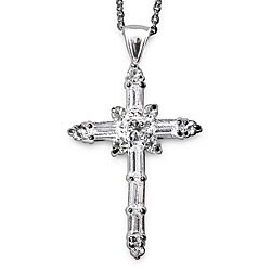 Sterling Silver and CZ Cross Necklace