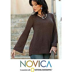 Alpaca Wool 'Chocolate Charisma' Women's Sweater (Peru)