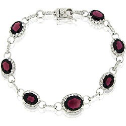 Glitzy Rocks Sterling Silver Garnet and CZ Tennis Bracelet