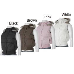 Dulce Bombon Junior's Hooded Plush Trim Quilted Vest