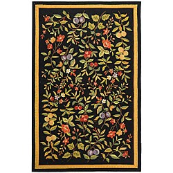 Hand-hooked Garden Black Wool Rug (8'9 x 11'9)