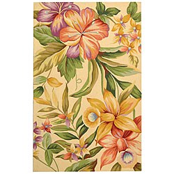 Hand-hooked Paradise Ivory Wool Rug (3'9 x 5'9)