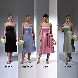 Jump Apparel Women's Satin Bridesmaid's Dress with Sash