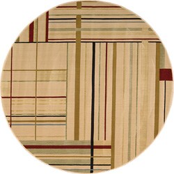 Machine-made Beige/ Yellow Modern Living Rug (5'6 Round)