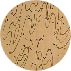 Machine-made Beige/ Olive Modern Living Rug (5'6 Round)