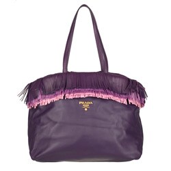 Prada Nappa Leather Fringed Purple Tote