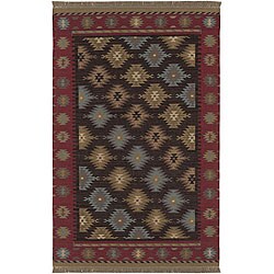 Hand-woven Santa Fe Collection Wool Rug (5' x 8')