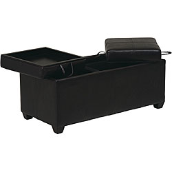 Office Star Metro Storage Ottoman with Dual Trays