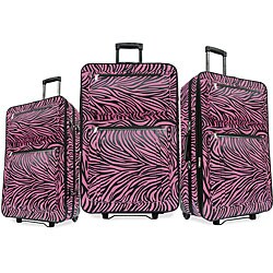 Pink Zebra print 3-piece Luggage Set