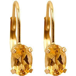 10k Yellow Gold Citrine Leverback Earrings