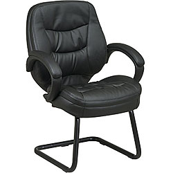 Office Star Deluxe Bonded Leather Visitors Chair with Pillow Top Seat