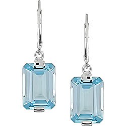 Sterling Silver Blue Topaz Leverback Earrings