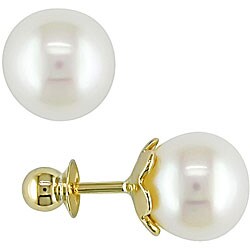 10k Yellow Gold Freshwater Pearl Children's Earrings (5.5-6 mm)