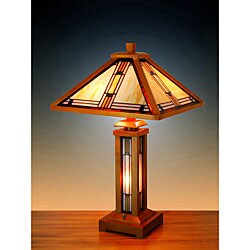 Tiffany-style Stained Glass Mission Table Lamp with Base