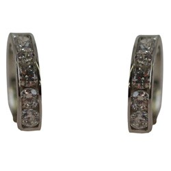 10k White Gold Clear Cubic Zirconia Hoop Earrings
