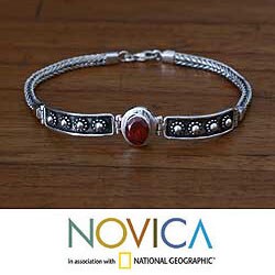 Sterling Silver Garnet 'Cosmic Story' Bracelet (Indonesia)