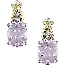 Silver and 10k Gold Rose de France Quartz Earrings