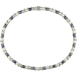 New York Pearls Silver Black Gray and White FW Pearl Necklace (6-7 mm)
