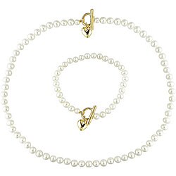 Freshwater Pearl Necklace and Bracelet Set (5-6 mm)