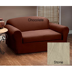 Stretch Microfiber Suede 2-piece Sofa Slipcover