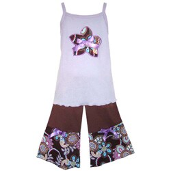 AnnLoren Girl's Lavender/ Chocolate Capris Set