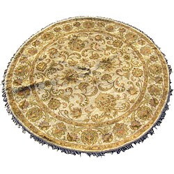 Indo Mahal Beige Wool Rug (8' Round)