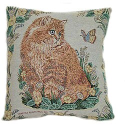 Cat and Butterfly Tapestry Throw Pillows (Set of 2)