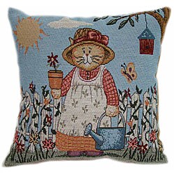 Sunshine Kitty Tapestry Throw Pillows (Set of 2)