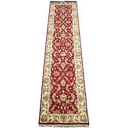 Indo Mahal Red/ Ivory Wool Runner Rug (2'7 x 12')