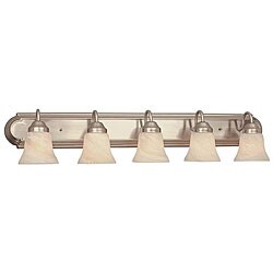 Brushed Nickel 5-light Vanity with Alabaster Glass