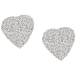 10k Gold Crystal Cluster Heart Earrings