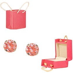 14k White Gold Pink Cubic Zirconia Stud Earrings
