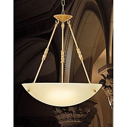 Alabaster Glass Shade Antique Gold 3-light Chandelier