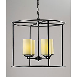 Black Iron Ivory Shade 4-light Chandelier