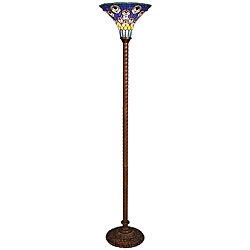 Tiffany-style Peacock Design Torchiere 