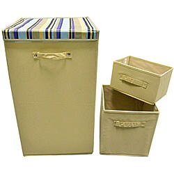 Set of 3 Fold-away Umbrella Stripe Bath Storage Bins (China)