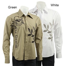DO Denim Men's Embroidered Skull Shirt