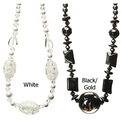 Murano-style Glass/ Magnetic Tuchi Pearl Necklace