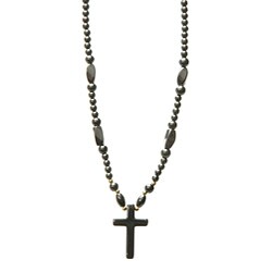 Magnetic Hematite Cross Bead Necklace