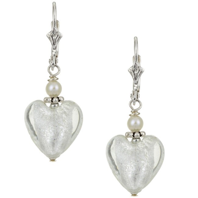 Charming Life Sterling Silver Clear Glass Heart Earrings