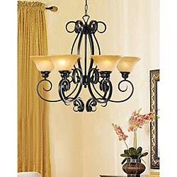 Distressed Black Iron 5-light Chandelier