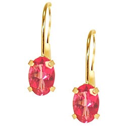 10k Yellow Gold Oval-shape Pink Topaz Earrings 