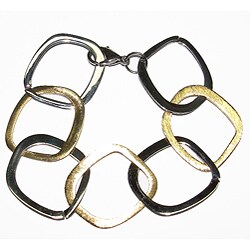 Two-tone Stainless Steel Square Link Bracelet