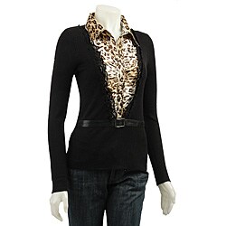 Dolce Cabo Women's Duet Silky Leopard Print Shirt